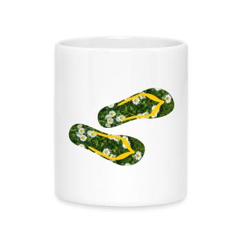 Slippers Daisies Flip Flops Camping Lawn - Mug with Heart-Shaped Handle - white - Front