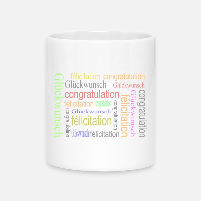 Glückwünsche Text Design - Tasse mit Herzhenkel - Weiß