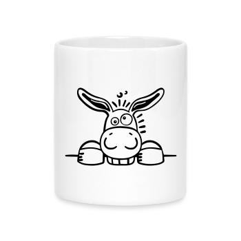 Curieux âne - Mug avec anse en forme de cœur - blanc - Devant
