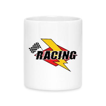 Racing Lightning Bolt & Flag - Mug with Heart-Shaped Handle - white - Front
