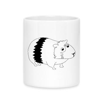 Meerschweinchen - Grafik schwarz-weiss - Tasse mit Herzhenkel - Weiß - Vorne