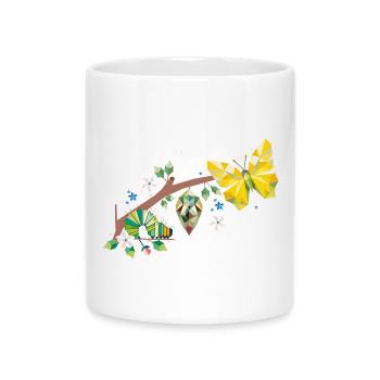 De la chenille au papillon - cycle de vie - Mug avec anse en forme de cœur - blanc - Devant