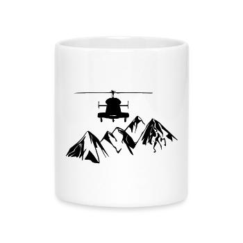Helikopter mit Bergen - Tasse mit Herzhenkel - Weiß - Vorne