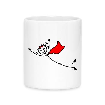 Flying superwoman or with red cape - Mug with Heart-Shaped Handle - white - Front