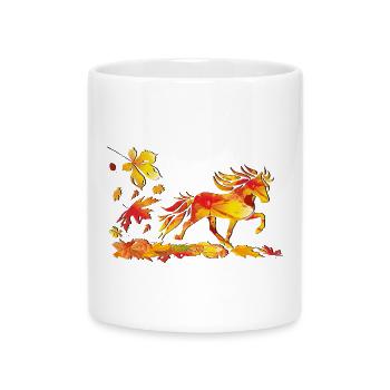 Cheval d’automne fait d’art des feuilles - Mug avec anse en forme de cœur - blanc - Devant