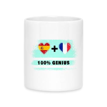 Espagne et France 100% drapeau de génie - Mug avec anse en forme de cœur - blanc - Devant