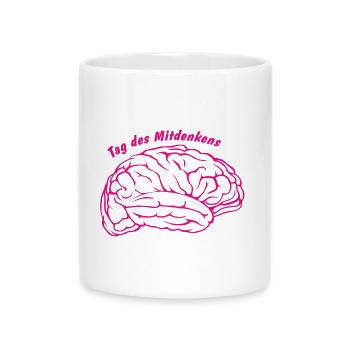 Gedankenblase mit Hirnzeichnung Lehrer Shirt lusti - Tasse mit Herzhenkel - Weiß - Vorne