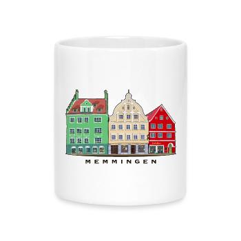 Memmingen, Bayern, Süddeutschland, Handzeichnung - Tasse mit Herzhenkel - Weiß - Vorne