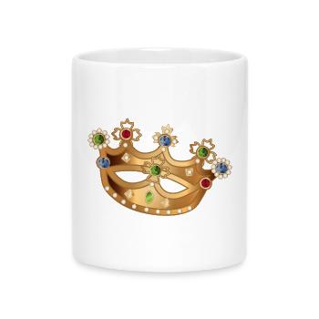 Couronne dorée avec pierres précieuses et perles - Mug avec anse en forme de cœur - blanc - Devant