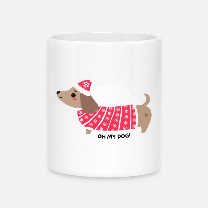 Oh mon chien ! - Mug avec anse en forme de cœur - blanc