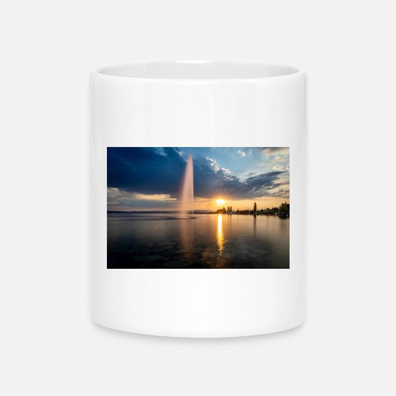 Sunset magic on Lake Zug - Mug with Heart-Shaped Handle - white
