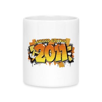 Limited Edition Graffiti-Jahreszahl 2011 - Tasse mit Herzhenkel - Weiß - Vorne