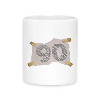 Geburtstag - 90 Jahre - Merkzettel - Tasse mit Herzhenkel - Weiß - Vorne