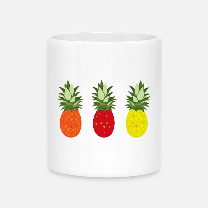 Colorful pineapple pattern for summer and leisure - Mug with Heart-Shaped Handle - white