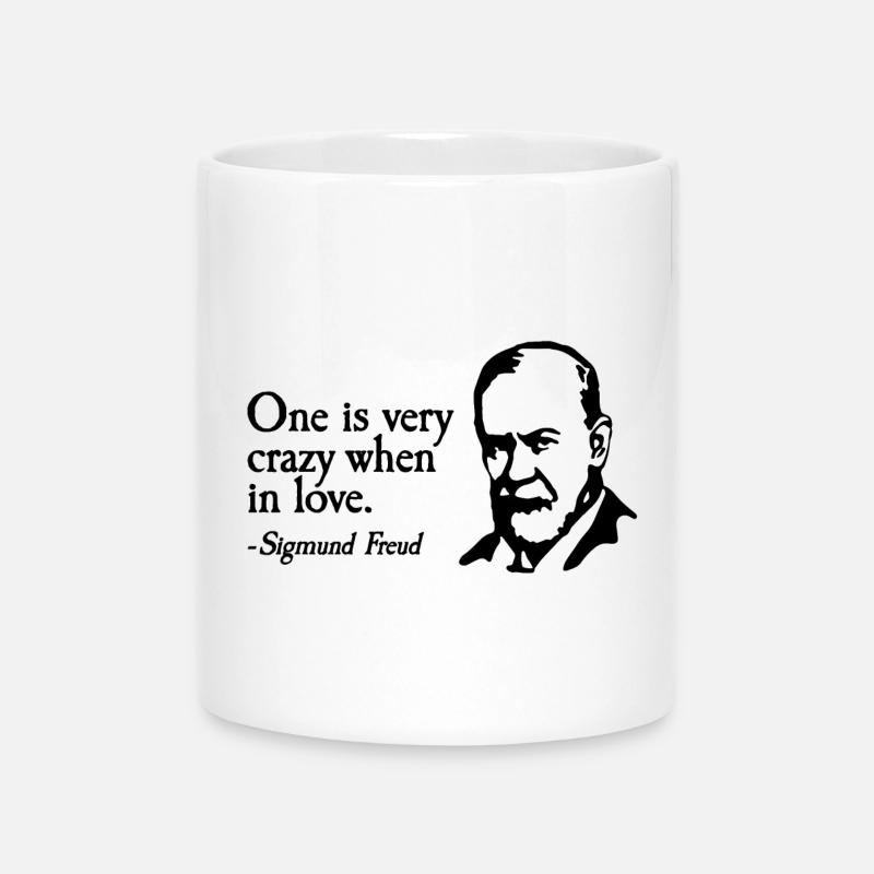 Sigmund Freud Sprüch One Bachelor Party JGA - Mug with Heart-Shaped Handle - white