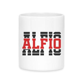 Alfio t-shirt gift idea stacked text - Mug with Heart-Shaped Handle - white - Front