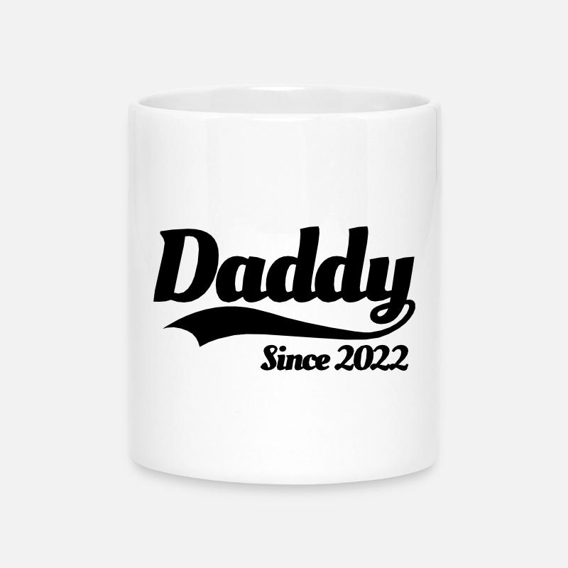 Daddy since 2022 father birth announcement baby - Mug with Heart-Shaped Handle - white