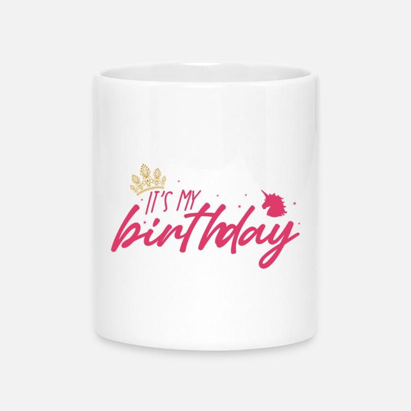 C’est ma couronne d’écriture rose d’anniversaire - Mug avec anse en forme de cœur - blanc