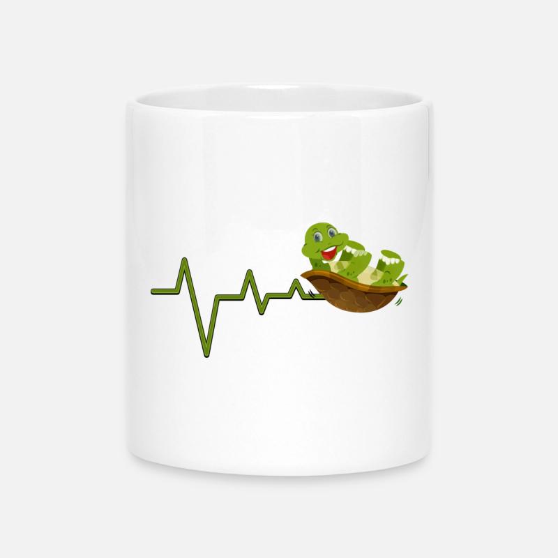 Cute Reptile Heartbeat Mascot - Mug with Heart-Shaped Handle - white