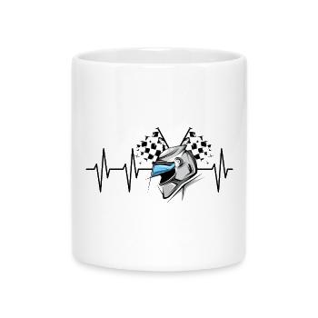 racing helmet pulse motorsport heartbeat symbol helmet - Mug with Heart-Shaped Handle - white - Front