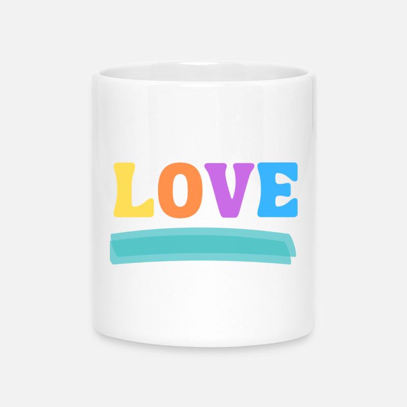 LOVE bunt - Tasse mit Herzhenkel - Weiß