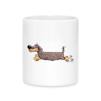 Flotter Dackel - Tasse mit Herzhenkel - Weiß - Vorne