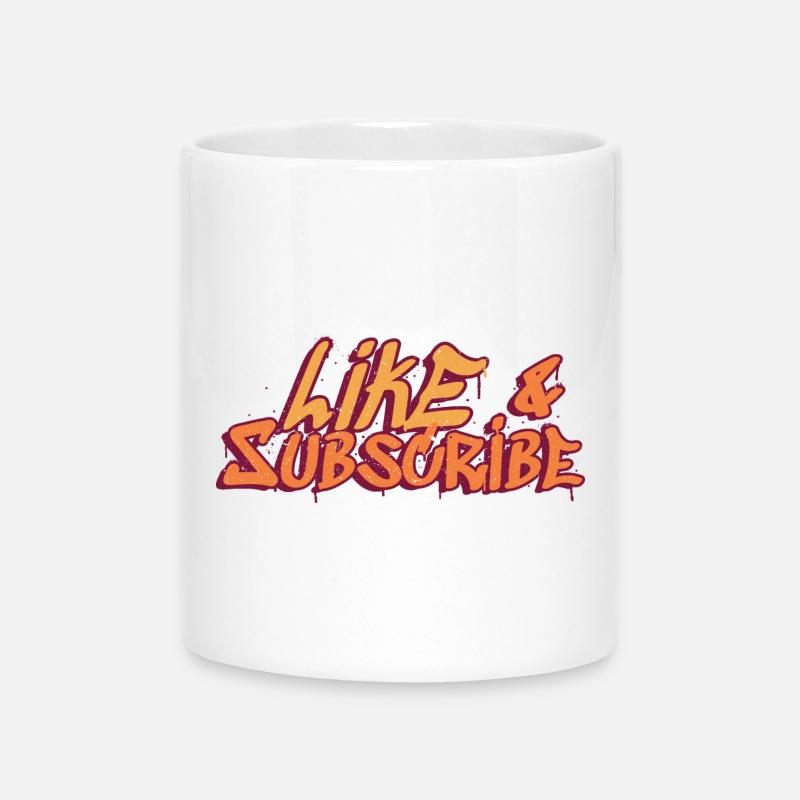 Like & Subscribe Graffiti Style - Mug with Heart-Shaped Handle - white