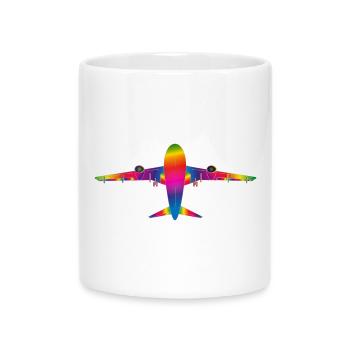 Plane in rainbow colours - Mug with Heart-Shaped Handle - white - Front