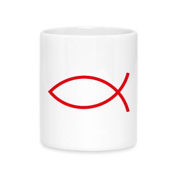 Jésus poisson Ichthys poisson poisson poisson - Mug avec anse en forme de cœur - blanc - Devant