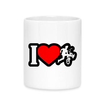 J’adore la silhouette des cascades BMX - Mug avec anse en forme de cœur - blanc - Devant