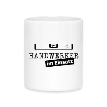 Handwerker im Einsatz Wasserwaage Handwerk Bau - Tasse mit Herzhenkel - Weiß - Vorne