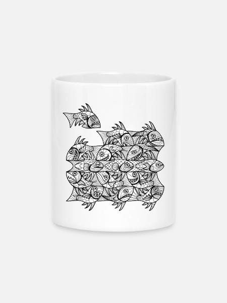 Escher Fish - Tasse mit Herzhenkel - Weiß