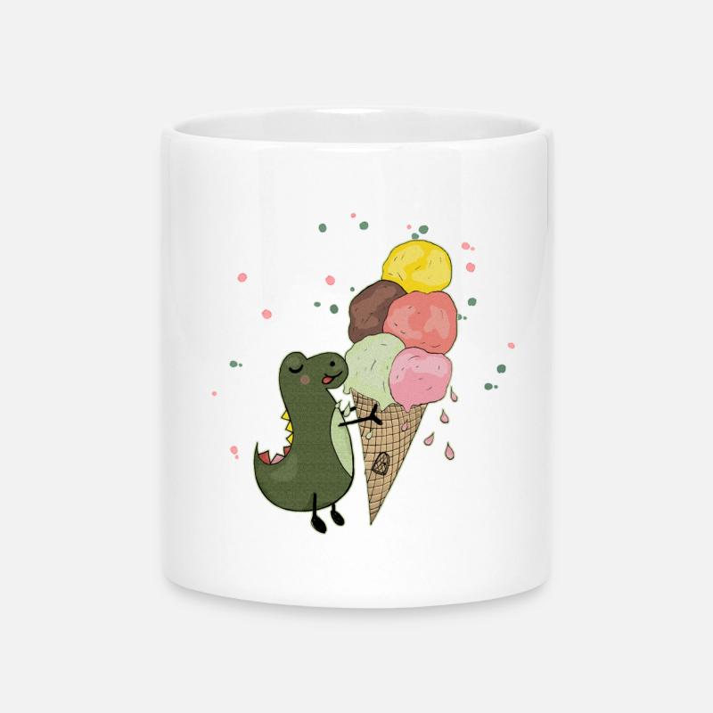 Dino with ice cream - Mug with Heart-Shaped Handle - white