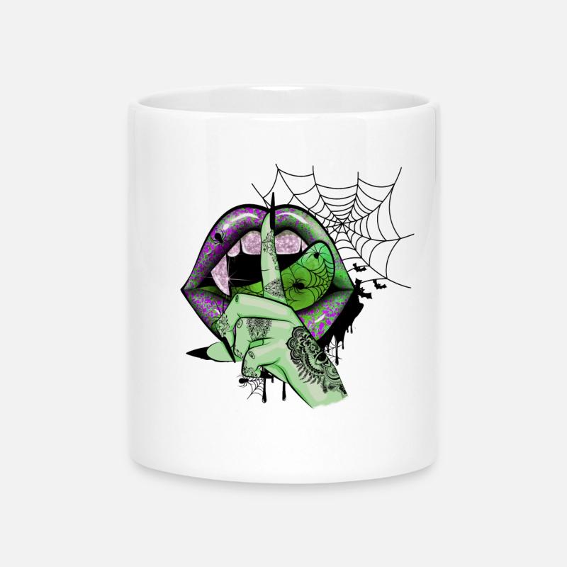 Green Vampire lips - Mug with Heart-Shaped Handle - white