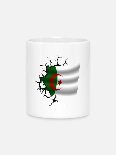 Algerien - Algerien - Zerrissene Flagge - Tasse mit Herzhenkel - Weiß