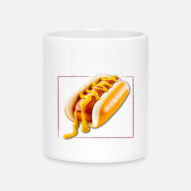 hot dog fast food eingerahmt - Tasse mit Herzhenkel - Weiß