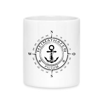 Heimathafen Pilsum - Tasse mit Herzhenkel - Weiß - Vorne