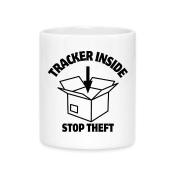 Sicherheit, Paketschloss, Inside Tracker - Tasse mit Herzhenkel - Weiß - Vorne