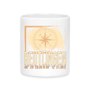 Reutlingen Koordinaten - Tasse mit Herzhenkel - Weiß - Vorne