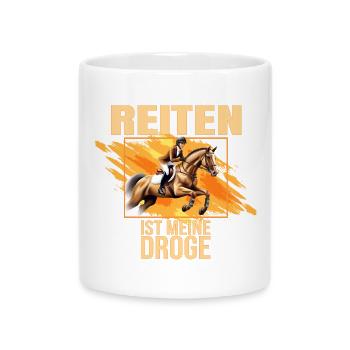 Reiten ist meine Droge - Tasse mit Herzhenkel - Weiß - Vorne
