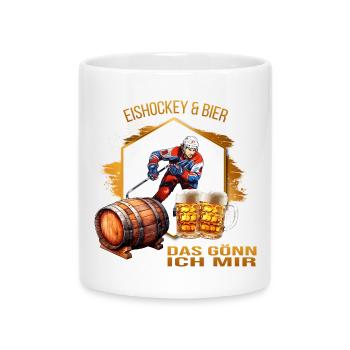 Eishockey & Bier - Das gönn ich mir - Tasse mit Herzhenkel - Weiß - Vorne