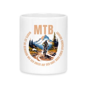 Epische Abfahrt - Mountainbike - Tasse mit Herzhenkel - Weiß - Vorne