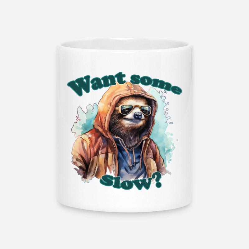 Sloth Colorful Watercolors Text - Mug with Heart-Shaped Handle - white