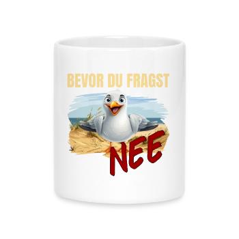 Bevor du fragst - Nee - Tasse mit Herzhenkel - Weiß - Vorne