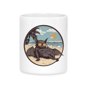 Relaxed bat on the beach - Mug with Heart-Shaped Handle - white - Front