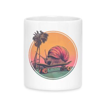 Cool skateboard snail – chilled retro design - Mug with Heart-Shaped Handle - white - Front