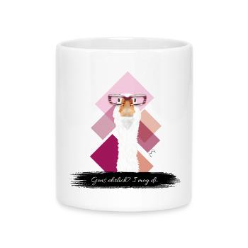 JvG Gans "Gons ehrlich? I mog di." - Tasse mit Herzhenkel - Weiß - Vorne