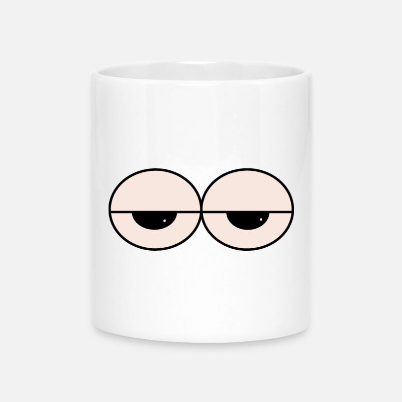 Slumbering Eyes Minimal Style - Mug with Heart-Shaped Handle - white