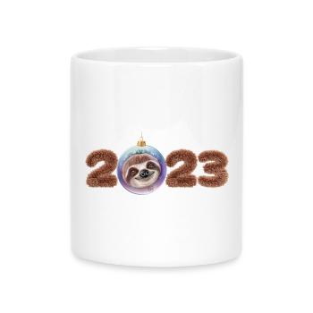 2023 Silvester Neujahr Jahreswechsel Faultier - Tasse mit Herzhenkel - Weiß - Vorne