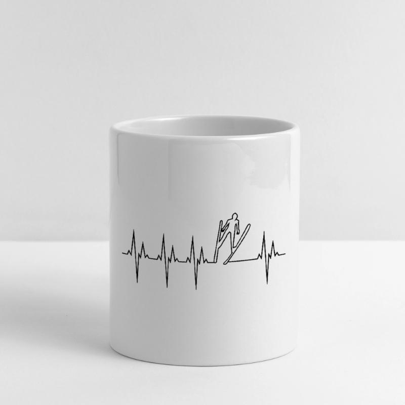 Ski Jumping Electrocardiogram ECG Ski Jumping Mug with Heart-Shaped Handle